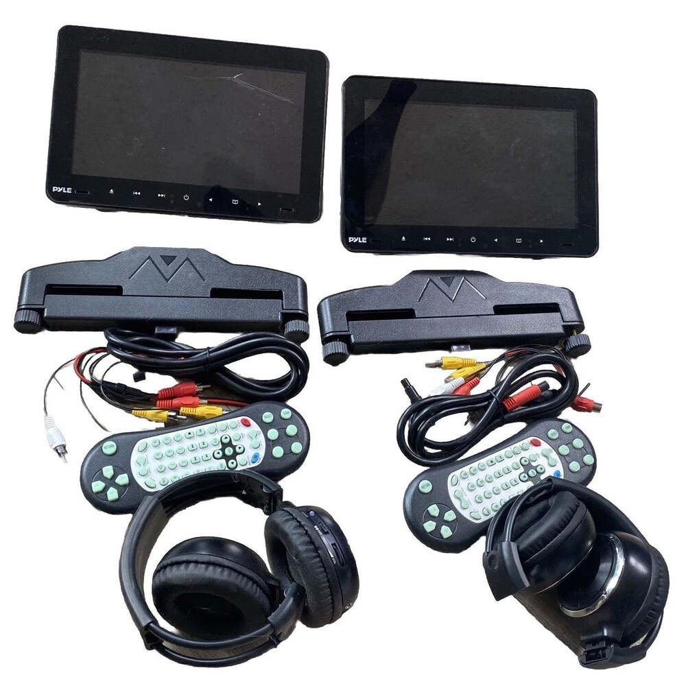 Pyle PLHRDVD90KT 2 Car Headrest DVD Player System 9.4’’Wireless Headphone Damage